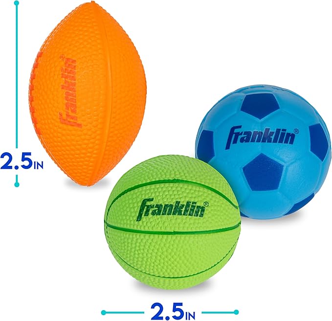 Franklin Sports Kids Foam Sports Balls - Indoor + Outdoor Soft Foam Toy Balls for Kids - Perfect Backyard + Practice