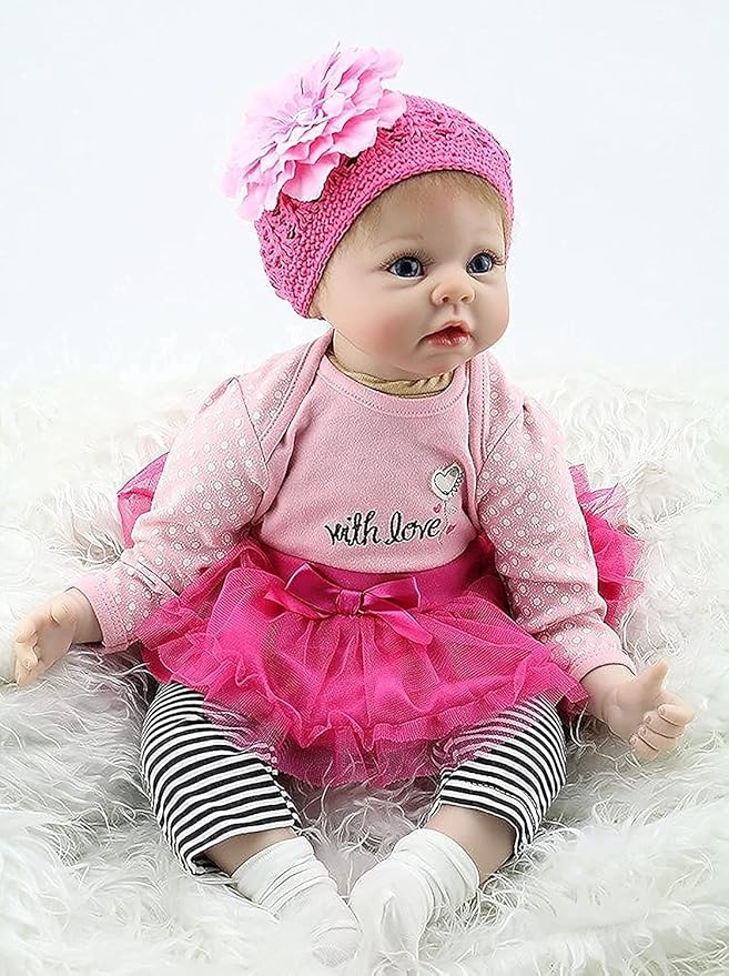Pink Reborn Baby Doll Clothes 5pcs Set Outfit Accessories for 17-22 Inch Newborn Baby Doll Girl