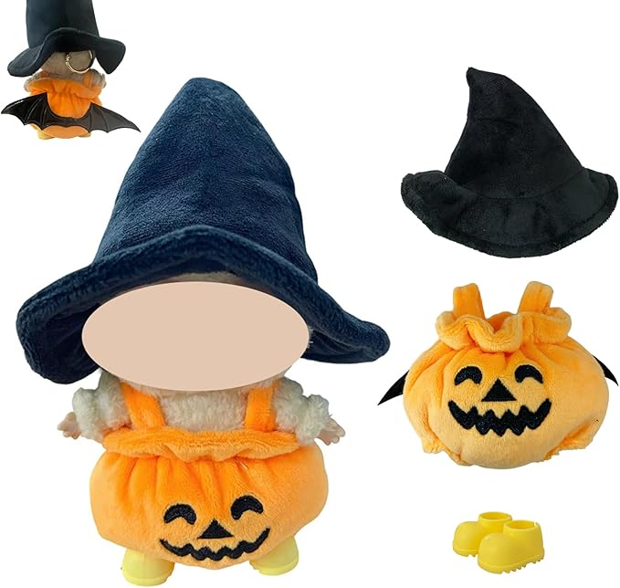 3 Sets Magical Fantasy Style Clothes for 17cm Doll, Pumpkin Outfit with Witch Hat, 6.7-Inch Doll Accessories, Kawaii Outfits Costume Include Shoes and Glasses, (No Dolls)