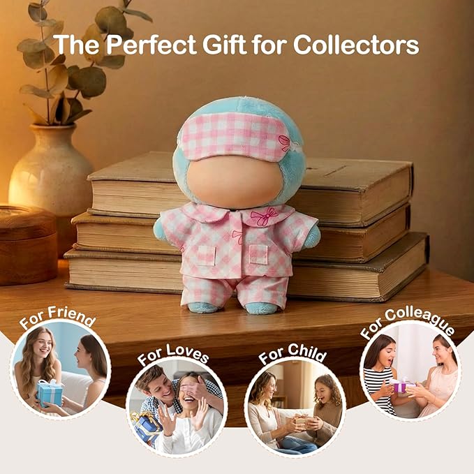 2 Sets 17cm Doll Clothes, 17cm Doll Pajamas Outfit with Accessories, Good Night Bedding Pajamas Clothes Set, Sleep Pants Eye Masks, Dress Up Outfit for Collectors, Gift for Women
