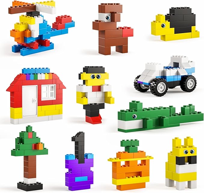 burgkidz Building Bricks 568 Pieces Toys, Classic Building Blocks Includes Wheels, Door, Window, Compatible Bulk Block with Storage Box and Baseplate, STEM Educational Gift for Kids 3+ Year