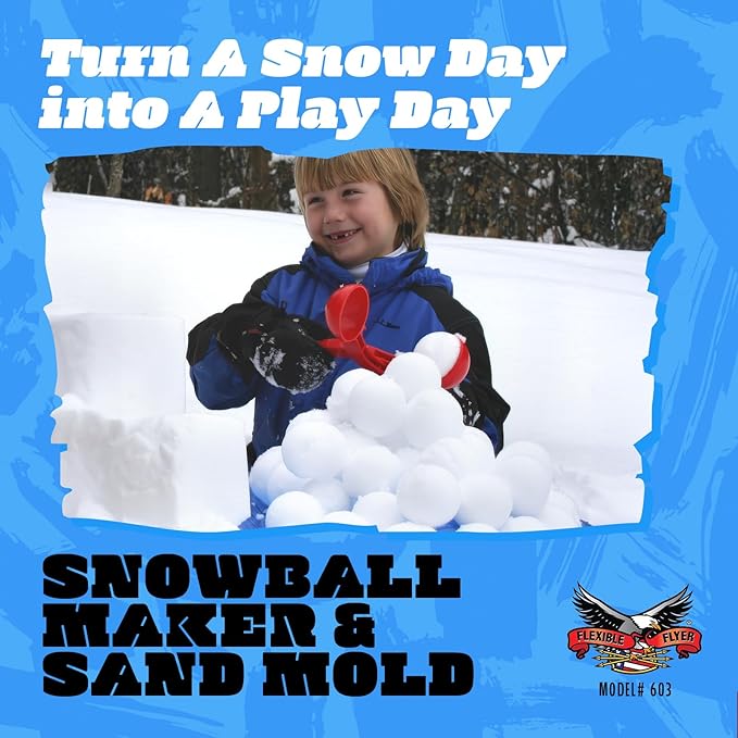 Flexible Flyer Kids Snowball Maker – Durable Heavy-Duty Snow Ball Mold & Sand Mold for Fast, Easy Winter Outdoor Fun, Smooth No-Stick Press for Perfect Snowballs, Great Snow Toy for Kids & Adults