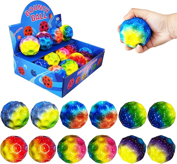 Bouncy Ball, Colorful Big Super Bouncy Astro Balls, Extreme High Bouncing Balls for Kids,Fun Kids Lightweight Foam Jump Balls for Outside, Improve Hand Eye Coordination Ability (12 Pack)