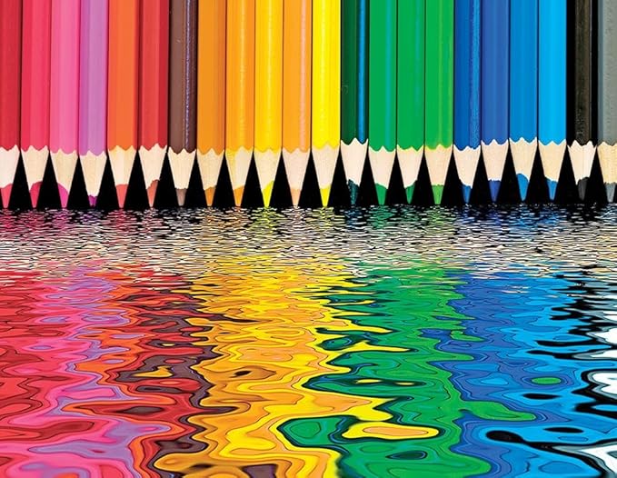 Springbok Pencil Pushers 500 piece Jigsaw Puzzle for Adults and Kids features a rainbow of colored pencils - Made in the USA with interlocking pieces that snap perfectly in place.