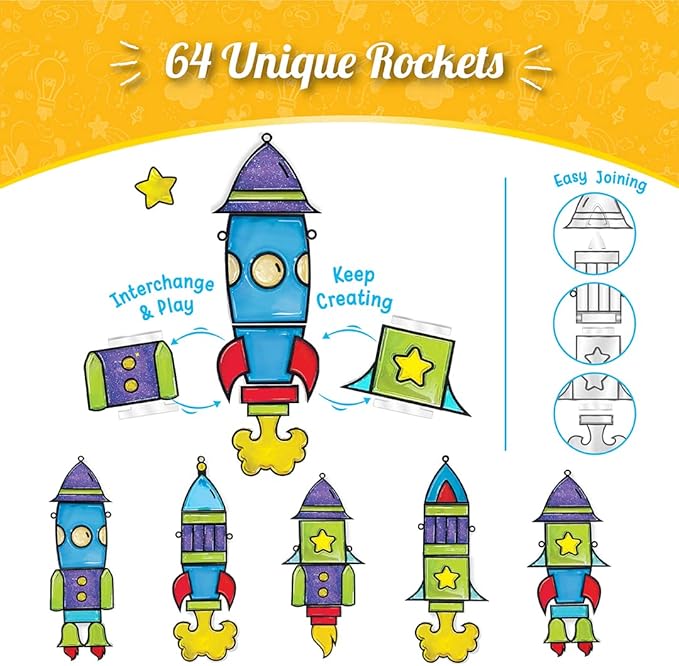 Imagimake Window Art for Kids - Rocket | Suncatcher Kits for Boys, Arts and Crafts for Ages 5-8 | Toys for Boys & Girls | Easter Gifts for 5,6,7,8,9,10,11,12 Years Old Boys & Girls | Birthday Gifts