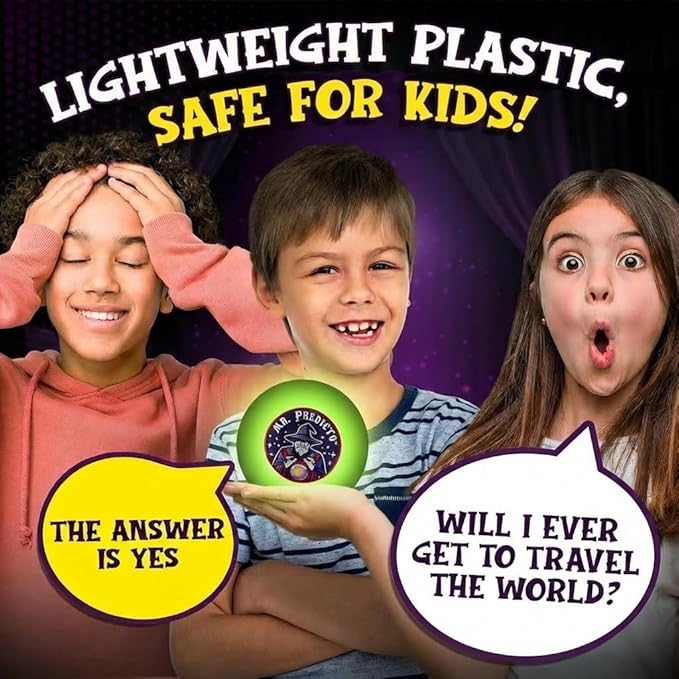 Talking Mr. Predicto Fortune Telling Ball - Ask a Question & He Speaks Your Answer Out Loud - Color Changing Plastic Crystal Ball Toy with 30+ Mystical Responses - Gag Gift for Kids, Teens & Families