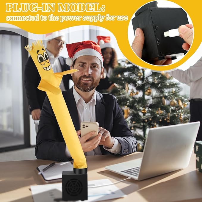 Poen 3 Pcs Mini Inflatable Tube Man White Elephant Gift Funny Gag Birthday Wacky Waving Inflatable Guy with Blower Desktop Mini Dancer Gift for Women Party Decoration(Humour)