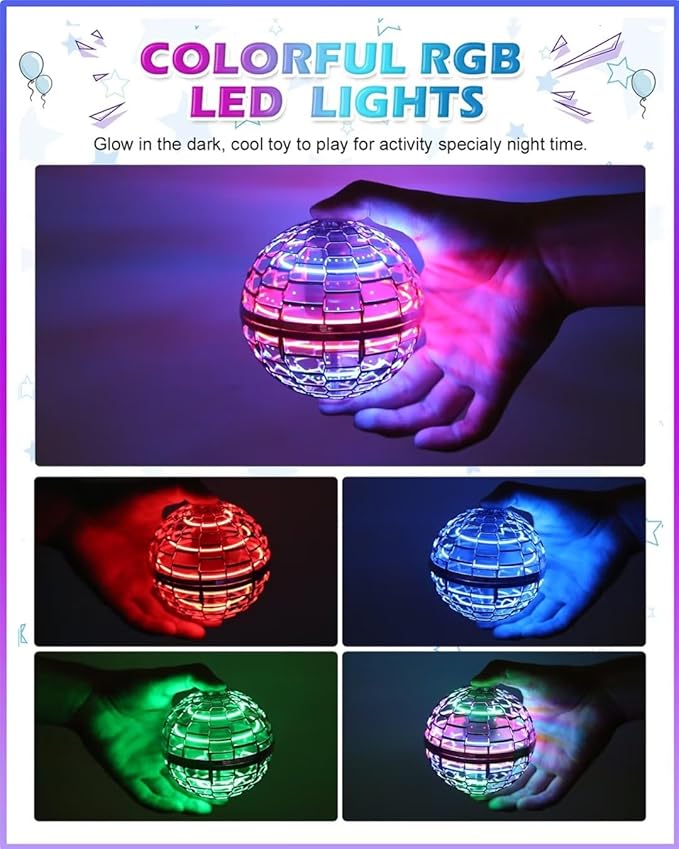 ATHLERIA Green Magic Flying Orb Ball with Lights,Cool Stuff Gadgets Christmas Birthday Gift Ideas for Boy Girl Teen 6 7 8 9 10+ Year,Indoor Outside Hover Boomerang Mini Drones