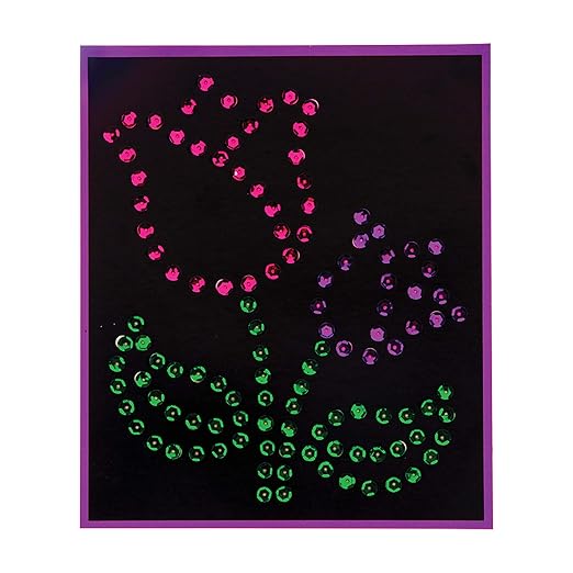 Baker Ross AT386 Flower Sequin Craft Pictures - Pack of 5, for Children to Decorate and Personalise Arts Projects, Ideal Groups, Home Crafting, Class Room Activities