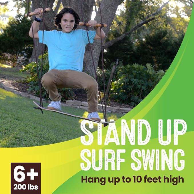 Swurfer TreeSkate Skateboard Tree Swing, Outdoor Stand Up Surf Swing, Kids Outdoor Play Equipment, for Children and AdultsHolds Up to 200 lbs, Ages 6 and Up, Adjustable Handles, Grip Tape (Undawadda)