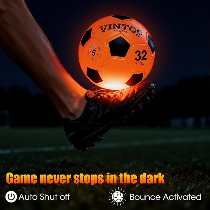 Glow in The Dark Soccer Ball for Kids Boys Ages 8-12 15, Light Up LED Soccer Ball Toys with Pump for Indoor/Outdoor, Fun Gift for Teens Christmas Birthday, Size 5 Night Sports Gear Games