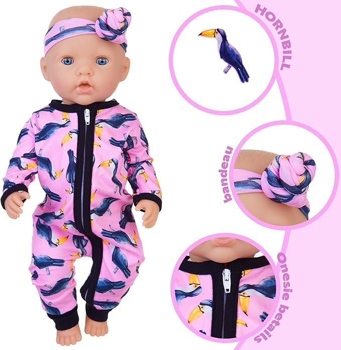UNICORN ELEMENT 5 Sets 14-18 Inch Baby Doll Clothes Outfits Casual Wear for 17 Inch Baby Doll 10 Pcs Clothes and Headbands for 15-18 Inch
