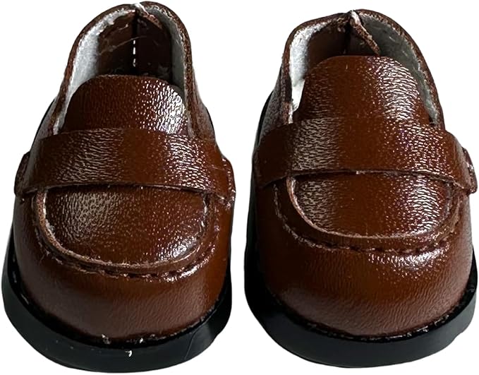 Premium Doll Shoes for Lububu, 15cm 17cm Dolls Accessories, Mini Leather Shoes Fashion Dress Up Doll Shoes Replacement (1, Loafer - Brown)