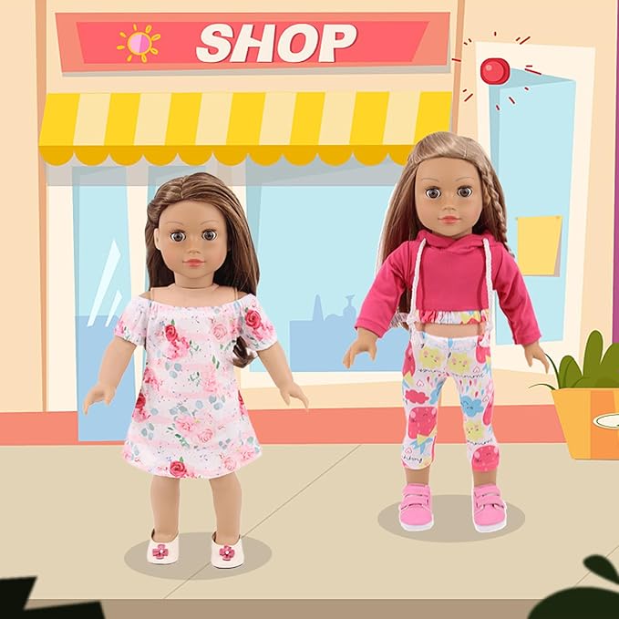 UNICORN ELEMENT 10 Sets American Doll Clothes for 18 Inch Doll Clothes and Accessories Includeding 17 PCS Items Fit for 18 Inch Girl Dolls