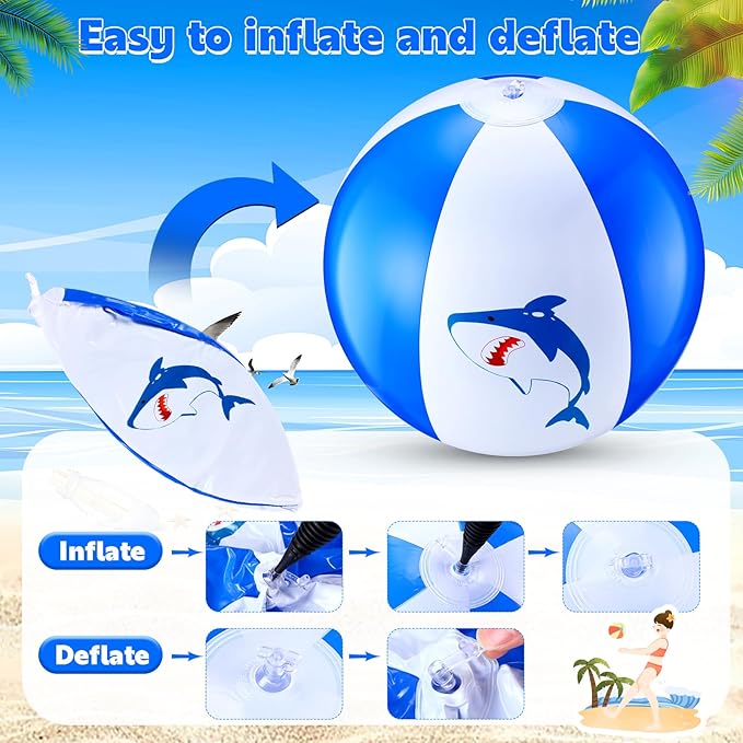 12 Inch Inflatable Beach Balls for Kids Birthday Party Favor Decorations Pool Toy PVC Beach Ball