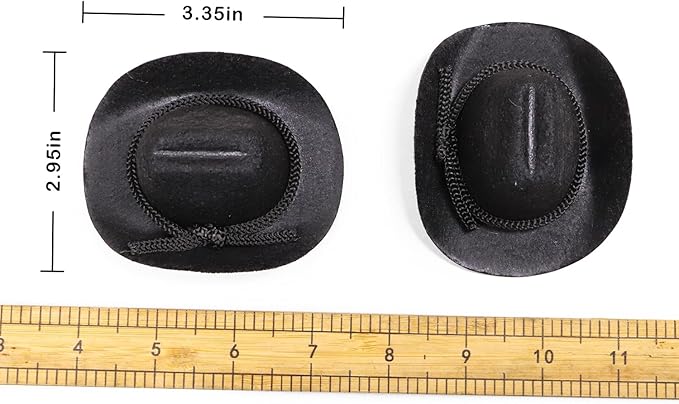 Dollhouse Cowboy Hat, Miniature Cowboy Hat, 1:6 Scale Miniature Soft Cowboy, Mini Hat, Brown/Black, American Old West Hat, for Dollhouse Craft Supplies (2PCS) (Black)