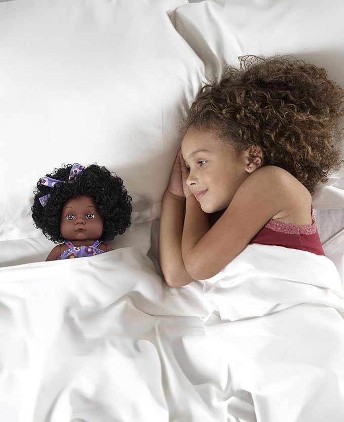GAGAKU Black Baby Doll for 3 4 5 6 Years Old,12 inch Black Baby Dolls for Girls with Curly Hair, 2-Sets Doll Clothes,Small Baby Dolls for Toddlers Kids and Girls Holiday Birthday