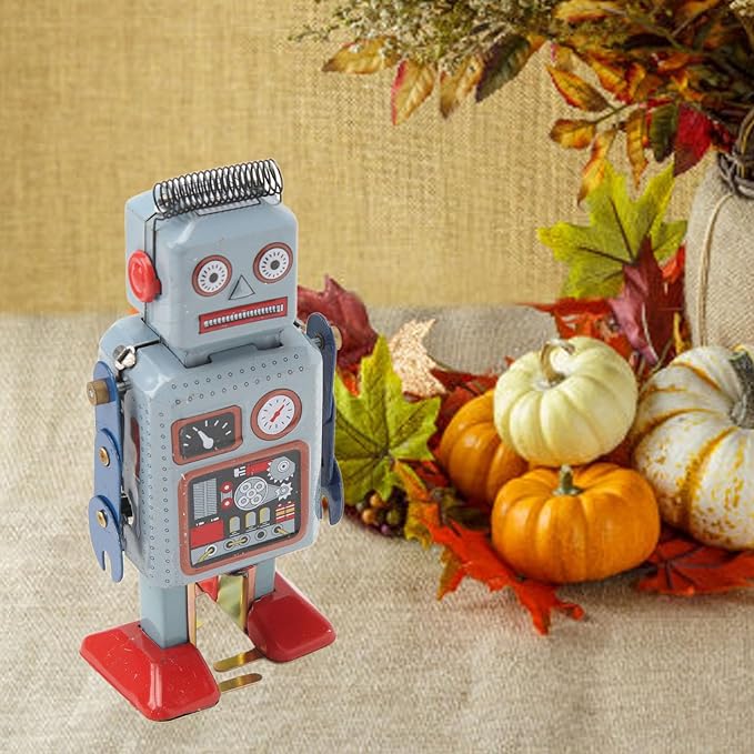 Robot Toy, Vintage Wind Up Robot Toy, Clock Movement Walking Toy, Retro Tinplate Toy for Photo Prop, Decoration, Gift, Surprise, Birthday