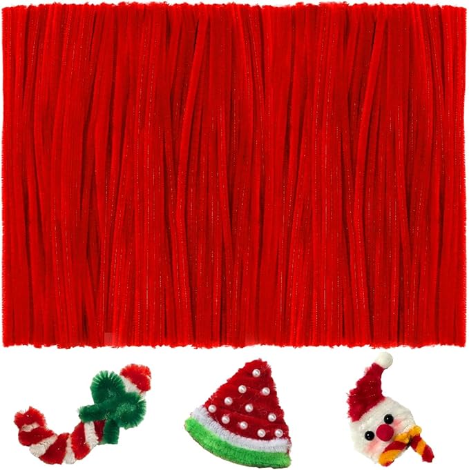 GAGANIU 200pcs Pipe Cleaners, Pipe Cleaners for Crafts, Craft Supplies Chenille Stems for Art&Craft Christmas DIY Projects(12inch*6mm,Red)