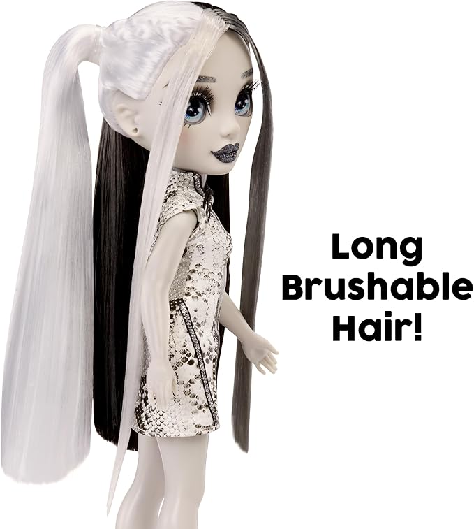 Rainbow High Shadow High Heather - Grayscale 11” Fashion Doll. Black and White Hair & Outfit & Handbag