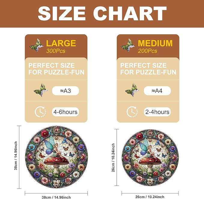 200 Pieces Fairy Wooden Puzzles for Adults, Mushroom Unique Shaped Wooden Jigsaw Puzzles for Adults, Flowers Irregular Adult Wood Puzzle Creative Gift with Exquisite Wooden Box