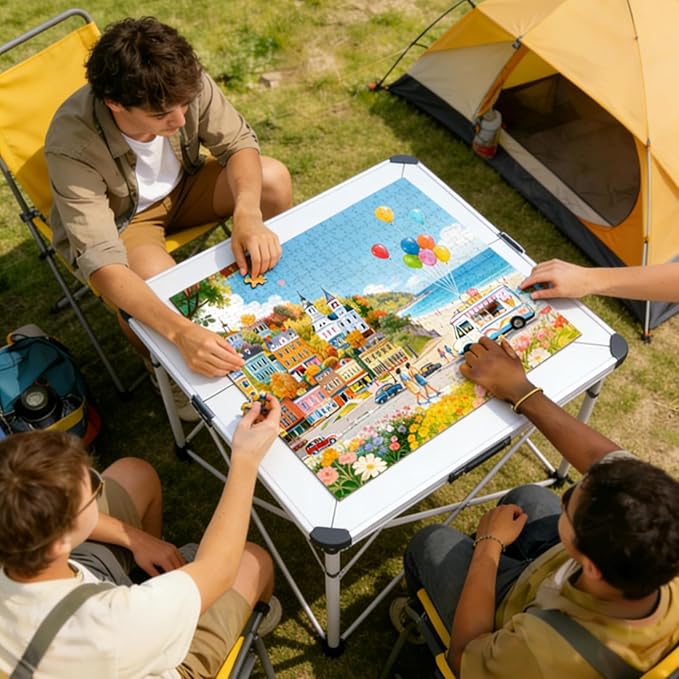 Seaside Town Puzzles for Adults 500 Pieces, Colorful Coastal Town Jigsaw Puzzle with Letters on Back, 21x15 Inch Beach Town Puzzle for Family Game Night, Unique Gift for Puzzle Lovers