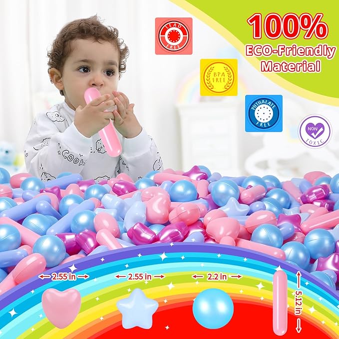STARBOLO Ball Pit Balls for Baby and Toddler, 200pcs Phthalate Free BPA Free Crush Proof Plastic Mixed Colors Pit Balls Play Toys for Kids Ball Pit, Pool,Play Tent,Party
