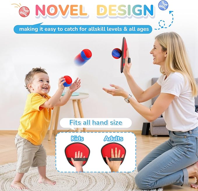 DISHIO Toss and Catch Ball Game Outdoor, Yard Games Beach Toys Pool Toddler Baseball Glove & Catch Ball Toys