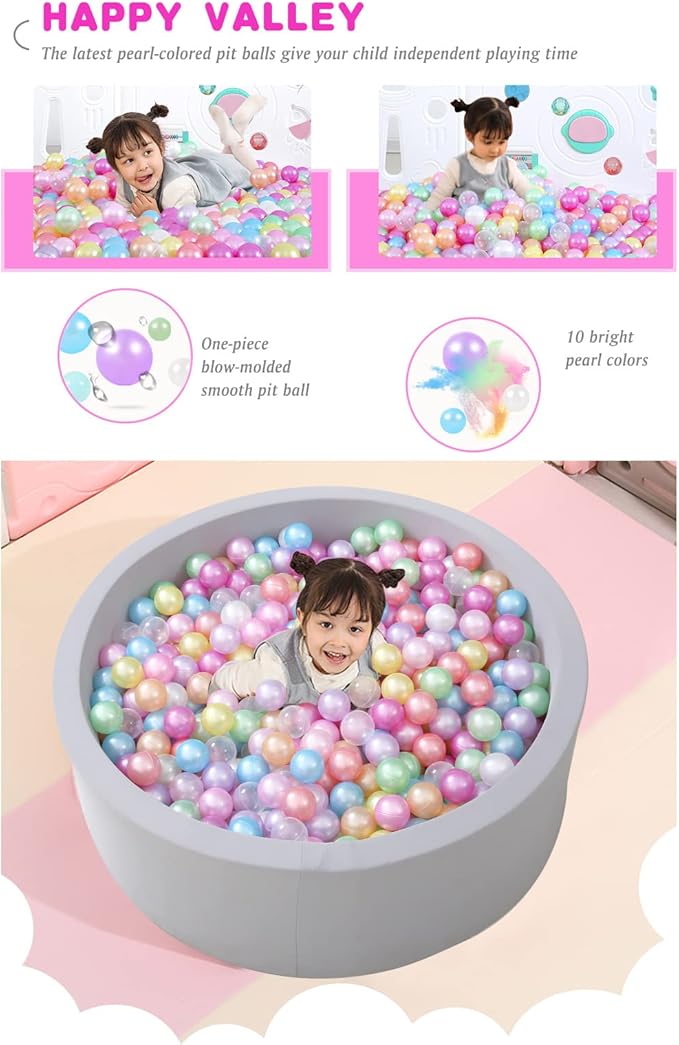 STARBOLO Ball Pit Balls for Toddlers Pack of 100 200 500 - BPA&Phthalate Free Non-Toxic Crush Proof Soft Plastic Balls for 1-5Years Old Toddlers Girl Kids Birthday Pool Playpen Tent Party