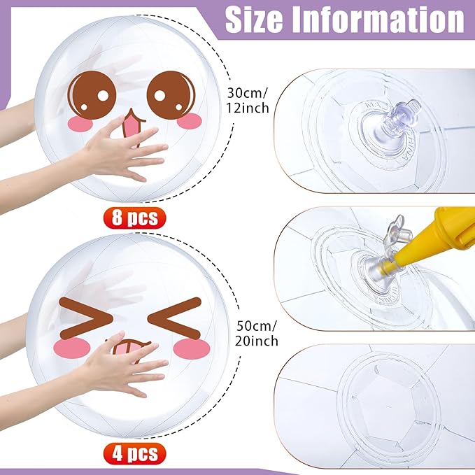 Hungdao12 Pieces Inflatable Clear Beach Ball Bulk 16 Inch 24 Inch Transparent Swimming Pool Bubble Ball for Ocean Under The Sea Hawaii Summer Luau Party DIY Favors