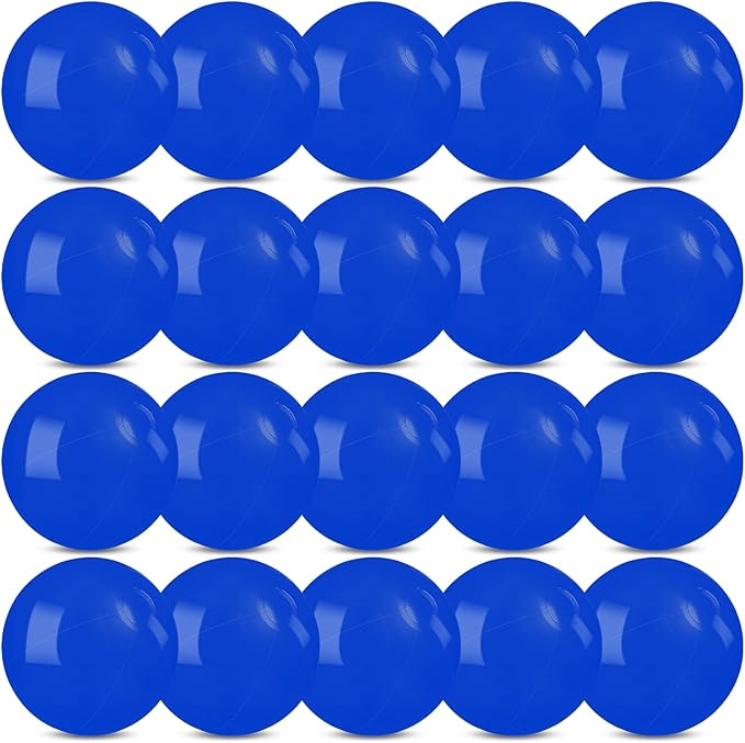 20 Pack Blue Beach Ball - 12Inch Blow Up Beach Ball Party Supplies for Kids, Inflatable Floating Balls for Summer Pool Parties, Outdoor Activities & Birthday Decorations (Blue)