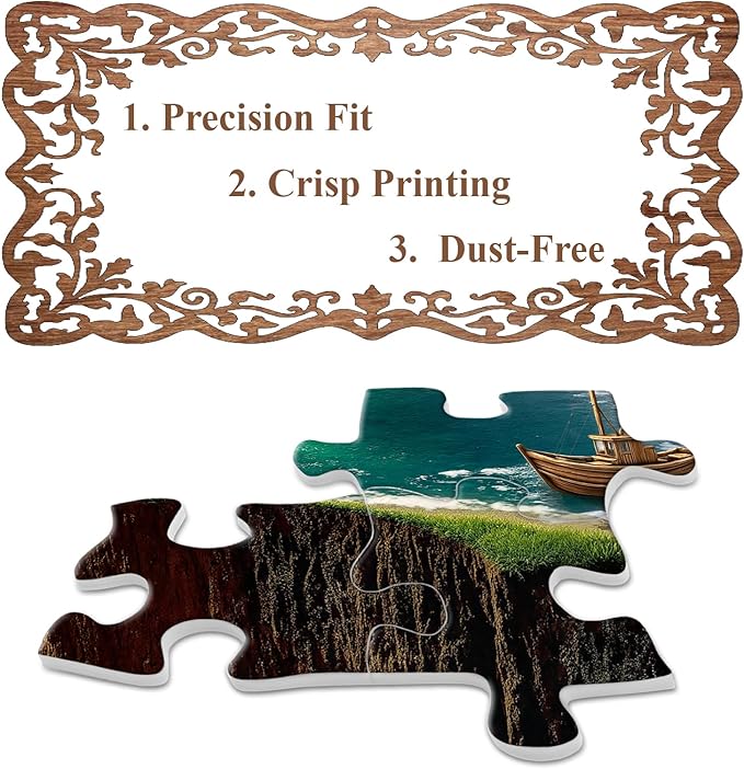 Cabin Mountain Landscape Puzzles for Adults 1000 Pieces, 3D Nature Lake Scenic Jigsaw Puzzle, Fantasy Waterfall Boat Puzzle