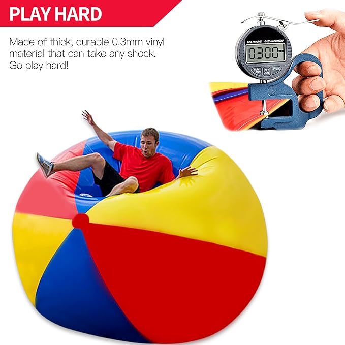 Novelty Place Giant Inflatable Beach Ball, Pool Toy for Kids & Adults - Jumbo Size 4.6 Feet (55 Inches)