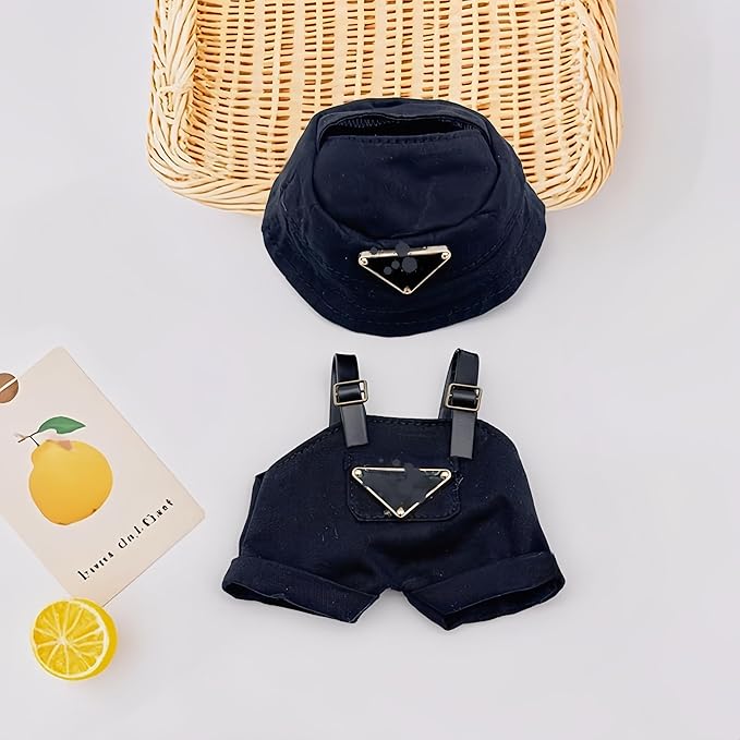 Clothes for 6.7" / 17cm Doll – Premium LABUBU Black Overalls Outfit with Miniature Accessories (Doll Not Included)