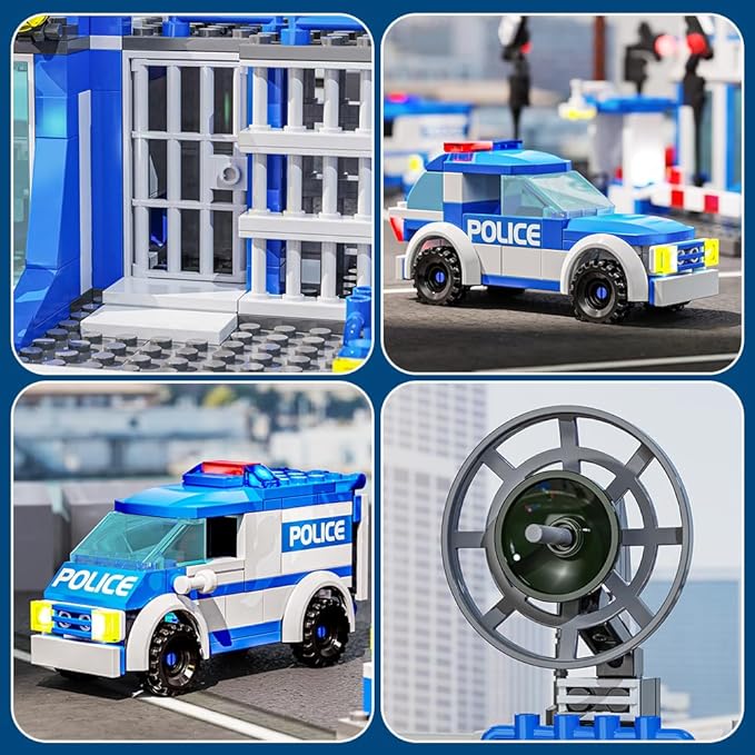 MindBox City Police Station Building Sets, 570pcs City Police Sets Toy Building Bricks Kit for Boys 8-12