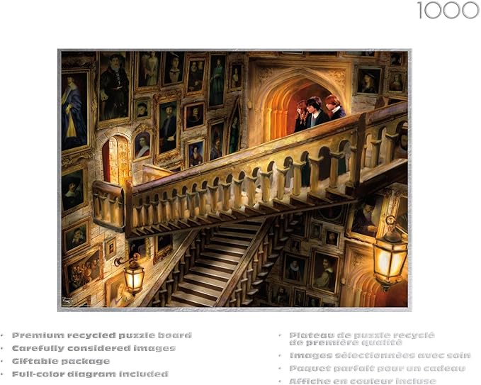Ceaco - 1000 Piece Thomas Kinkade Harry Potter Grand Staircase Puzzle for Adults, Silver Select - Quality 1000 Pieces Jigsaw Puzzle