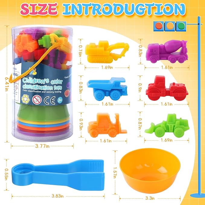 RAEQKS Counting Sorting Toys Matching Stacking Games with Bowls Sensory Preschool Learning Activities Educational Montessori Stacking Toy Gifts Sets for Kids Aged 3 4 5 Years Old Boys Girls