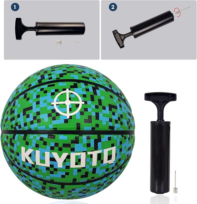 KUYOTQ Kids Youth Adult Size 3/4/5/6/7 (22/25.5/27.5/28.5/29.5") Basketball Premium Rubber or Faux Leather Basketball Indoor Outdoor Basketball for Boys Girls Womens Mens Basketball Gifts (Deflated)