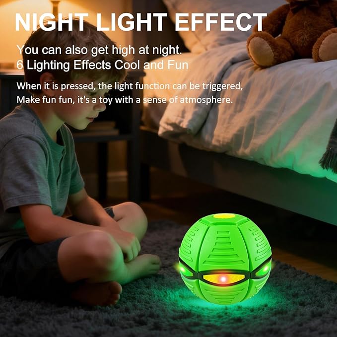 Magic Bouncing Ball 6-Light Dual Form – Pop up, Meta Ball Metaball Transforming Design – Flying Saucer Bouncy – Interactive Bouncing Balls for Parent-Child Interaction – Gift Pack –Green