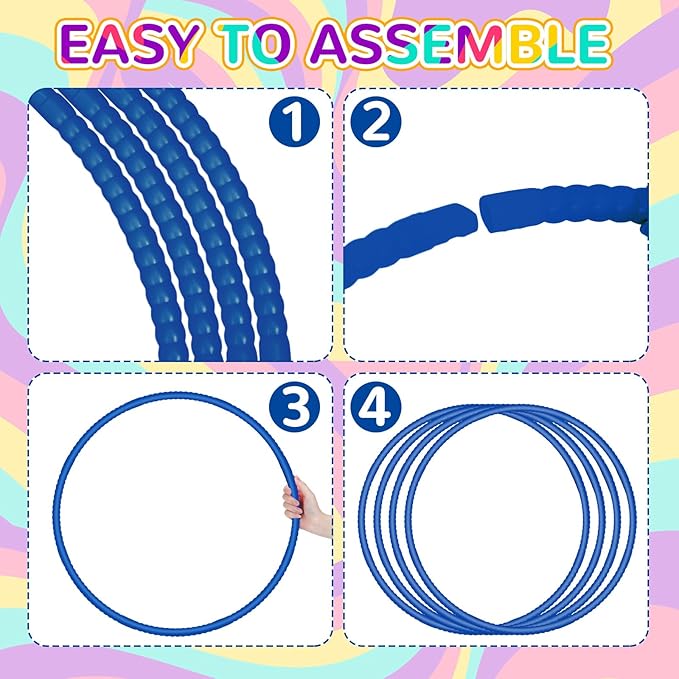 2 Pcs Toy Hoop Exercise Hoop Detachable Adjustable Plastic Toy Ring Playground Equipment for School Colored Circles Exercise Ring for Teens Dog Agility Equipment(Royal Blue,23 Inch)