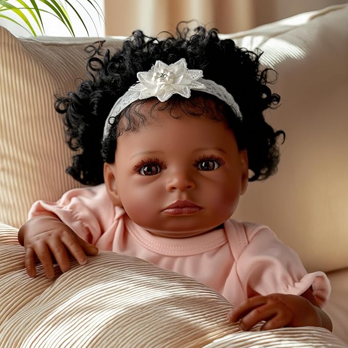 BABESIDE Black Baby Dolls, 20 Inch Realistic Cute Soft Body Baby Doll Real Life Baby Dolls with Accessories for 3+ Year Old Girls Gifts, Pretend Play, Collection