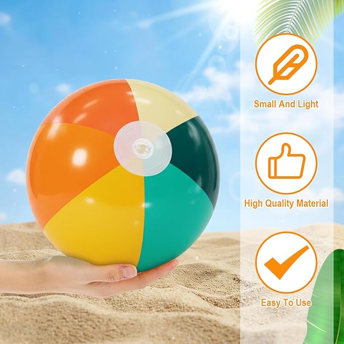 12 Pcs Orange Green Inflatable Beach Balls Bulk for Kid Pastel Jumbo Big Beach Balls Baby Shower Birthday Summer Swimming Party Decorations Favor Water Games(12 Inch)
