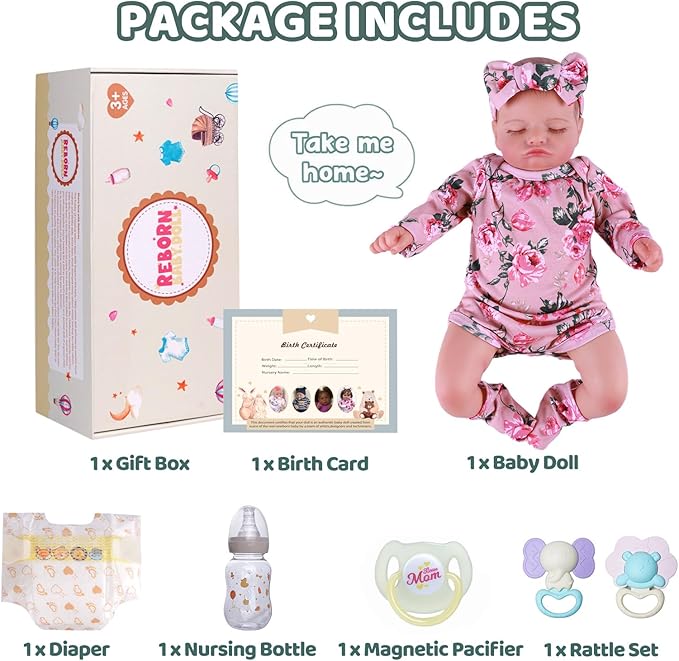 BABESIDE Lifelike Reborn Baby Dolls - 20 inch Sleeping Realistic Newborn Baby Dolls Vinyl Full Body Real Life Baby Dolls Girl with Accessories Gifts for Kids Age 3 + & Collection