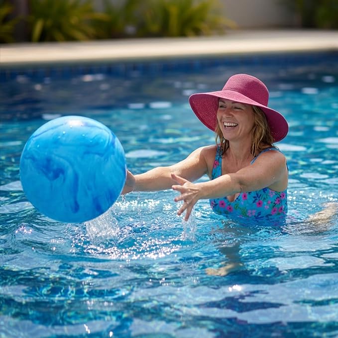 12Pcs Marbleized Bouncy Balls, Playground Balls, 8.5 Inches Beach Ball, Inflatable Sensory Ball for Indoor Outdoor Sport Games