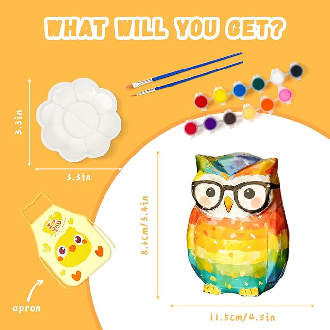 Paint Your Own Owl Lamp Kit, Art Supplies Arts and Crafts for Kids Ages 8-12, DIY 3D Owl Night Light, Creativity Painting Kit Toy for Girl Boy Teen, Kids Birthday Gift Ages 3 4 5 6 7 8 9 10 11 12+