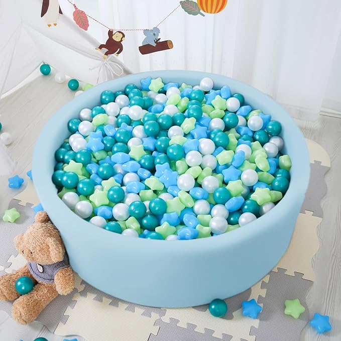 STARBOLO Star Ball Pit Balls for Ball Pit -100pcs Plastic Ball Phthalate Free BPA Free Non-Toxic Crush Proof Play Balls Play Tent Pool Playhouse Playpen Party Decoration. …