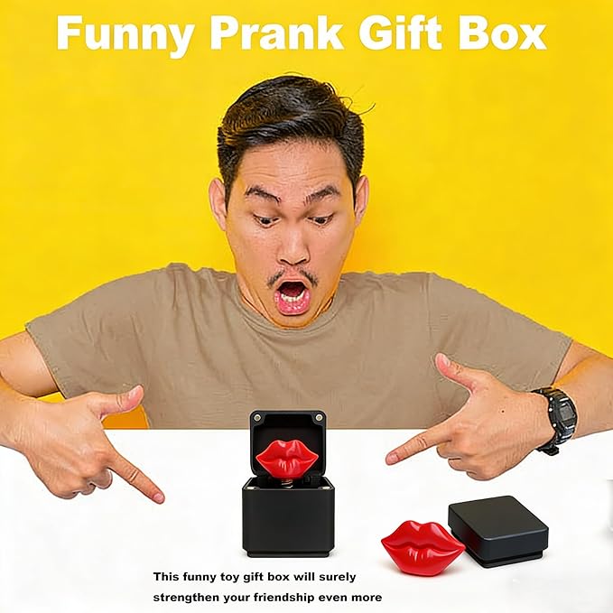 CXY Red Lips in a Box - 3D Printed Funny Prank Gift Box, White Elephant Gifts for Adults, Novelty Lip Gifts for Parties and Office Pranks-A1