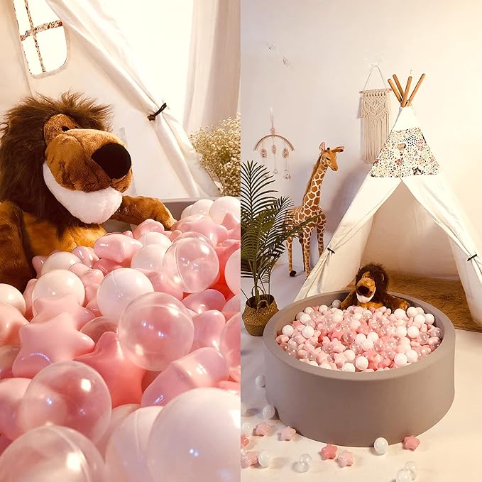 Realhaha Ball Pit Balls 50 100 200 500, Star Shapes for Babies Kids Playpen Plastic Balls for Babies Ball Pool Puppy Playballs