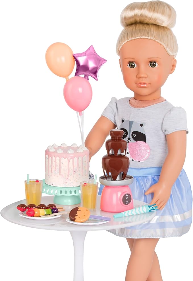 Our Generation - Sweet Celebration Birthday Set - 18-Inch Doll Party Accessories - Birthday Cake & Balloons - Pretend Food & Supplies - Imaginative Play - Toy for Kids 3 Years +
