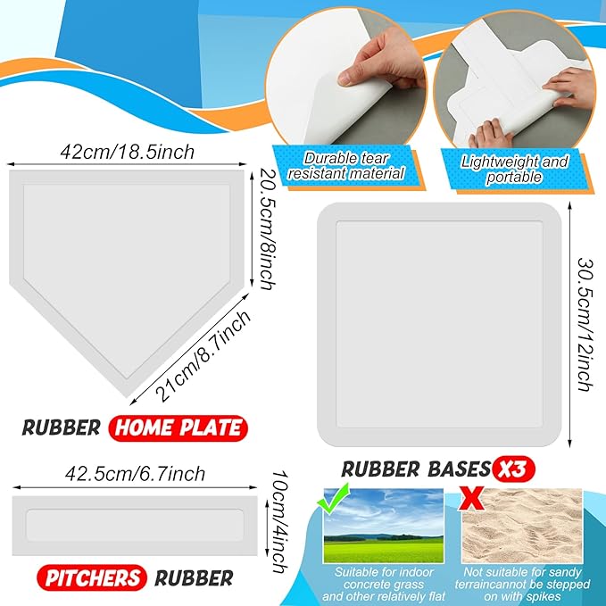 Poen 19 Pcs Sports Kickball Set Including 2 Pcs 10 Inch Playground Ball with Air Pump 5 Rubber Bases 10 Foul Marker Discs and a Flip Scoreboard for Adults Outdoor Backyard Game